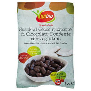 Snack al cocco ricoperto di cioccolato fondente